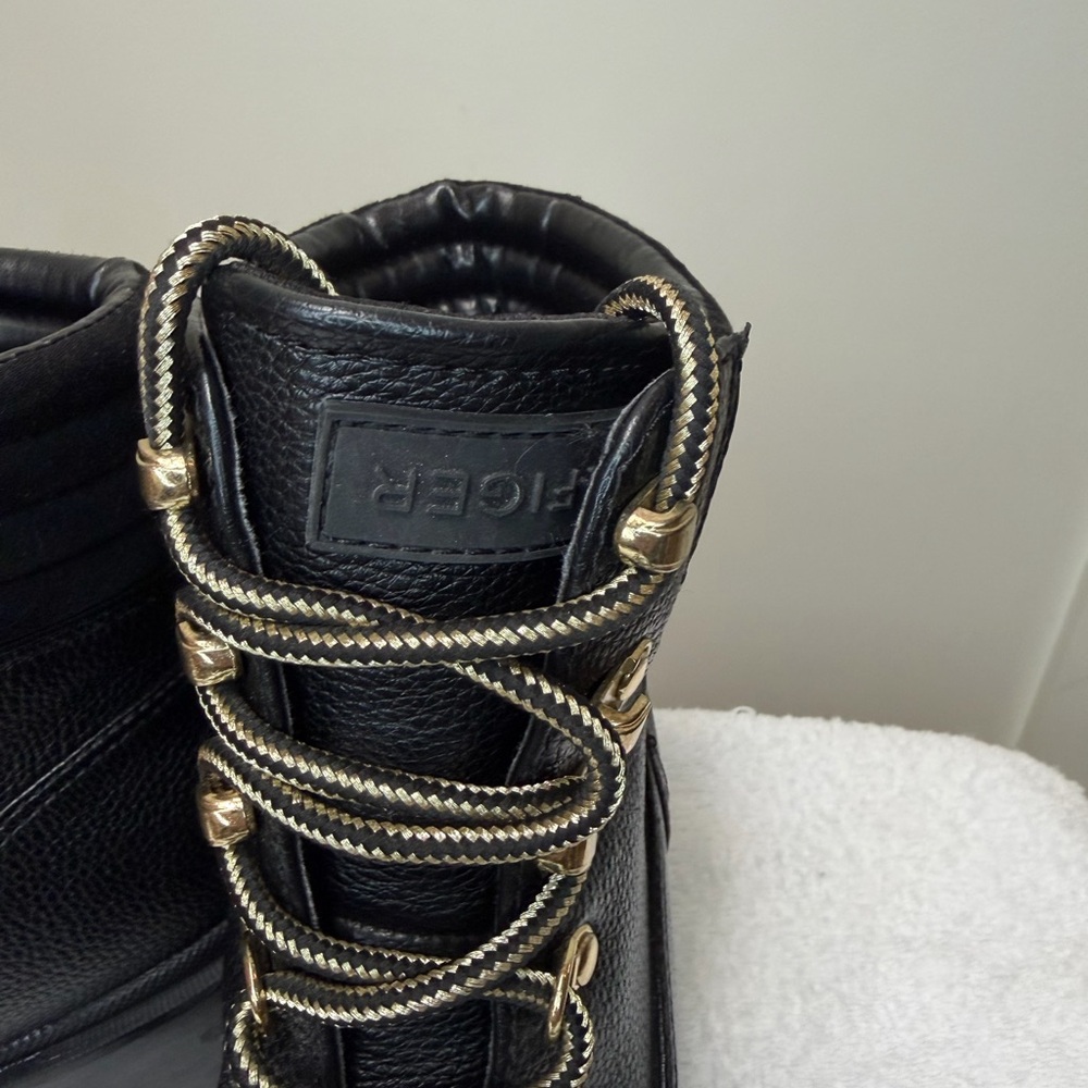 Tommy Hilfiger Black Combat Boots with Gold Details - Picture 9 of 16